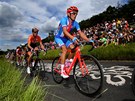 Roman Kreuziger při stoupání na Box Hill v závodě s hromadným startem na Roman Kreuziger při stoupání na Box Hill v závodě s hromadným startem na