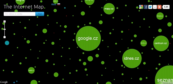Mapa internetu zahrnuje 350 000 nejv�t��ch str�nek sv�ta.