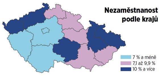 Nezaměstnanost podle krajů Nezaměstnanost podle krajů