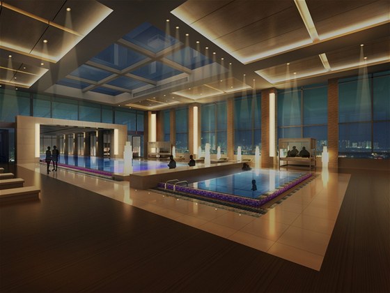 Pohled na ��st unik�tn�ho baz�nu ve �ty�hv�zdi�kov�m hotelu Holiday Inn
