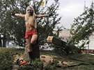 Happening za Pussy Riot v Kyjev�. P��slu�nice feministick� organizace Femen