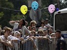 Protesty p�ed budovou soudu, kde prob�h� proces s Pussy Riot (17. srpna 2012)