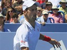 Novak Djokovi� ve fin�le turnaje v Cincinatti proti Rogeru Federerovi.