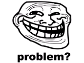 Máte problém? ptá se tvář "trolla" ze série "rage comic", karikatur různého Máte problém? ptá se tvář "trolla" ze série "rage comic", karikatur různého