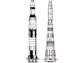 Rakety Saturn V a N1 (nejsou ve stejném měřítku) Rakety Saturn V a N1 (nejsou ve stejném měřítku)