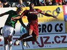 KDO ZKROTÍ TEN MÍČ. Léonard Kweuke ze Sparty a Vít Beneš z Jablonce ve KDO ZKROTÍ TEN MÍČ. Léonard Kweuke ze Sparty a Vít Beneš z Jablonce ve