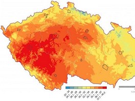 Teplotn� mapa z roku 1983, kdy byla zaznamen�na rekordn� teplota 40,2 �C.