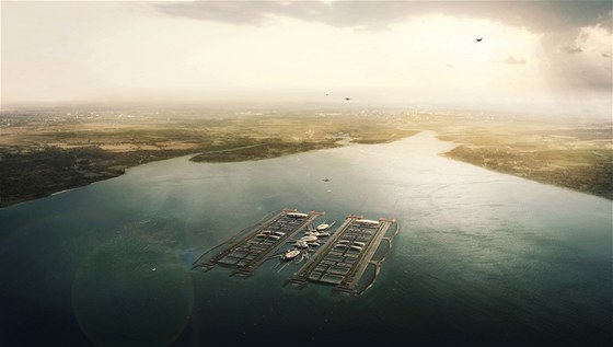 Architektonické studio Gensler navrhlo nové plovoucí letiště v Londýně. Architektonické studio Gensler navrhlo nové plovoucí letiště v Londýně.