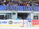 VZKAZ. Fanoušci Komety Brno podpořili své hráče během extraligového zápasu s VZKAZ. Fanoušci Komety Brno podpořili své hráče během extraligového zápasu s