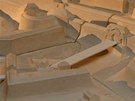 Detail obho sdrovho modelu zobrazujcho podobu Olomouce v 18. stolet. Na