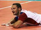 TO BYLO TĚSNĚ. Český volejbalista David Konečný a jeho úsměv po nepovedeném TO BYLO TĚSNĚ. Český volejbalista David Konečný a jeho úsměv po nepovedeném