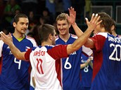 TO JE RADOSTI. Také čeští náhradnící Aleš Správka (s číslem 4), Karel Linz (6) TO JE RADOSTI. Také čeští náhradnící Aleš Správka (s číslem 4), Karel Linz (6)