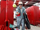Artin Elmayan p�ed tr�ninkem na tenisov�ch kurtech v Buenos Aires.