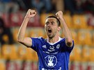 STŘELCOVA RADOST. Olomoucký fotbalista Michal Ordoš se raduje z jednoho ze dvou STŘELCOVA RADOST. Olomoucký fotbalista Michal Ordoš se raduje z jednoho ze dvou