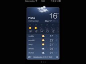 iPhone 5 - aplikace Po�as� m� pozm�n�nou grafiku.