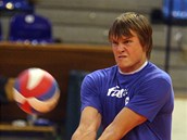 Zlínský volejbalista Jakub Janouch v přípravném utkání s Arbesbachem. Zlínský volejbalista Jakub Janouch v přípravném utkání s Arbesbachem.