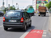 Konec cyklopruhu na silnici v Michli Konec cyklopruhu na silnici v Michli