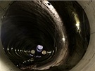 Pohled z traťového tunelu do stanice Petřiny v primárním ostění Pohled z traťového tunelu do stanice Petřiny v primárním ostění