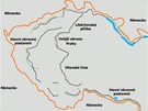 Schéma prvorepublikového opevnění na území dnešní České republiky Schéma prvorepublikového opevnění na území dnešní České republiky