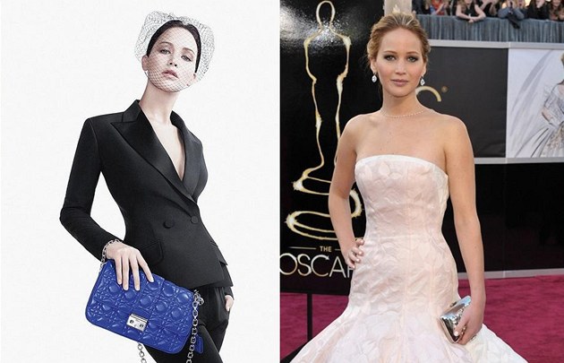 Jennifer Lawrence v reklam� na Miss Dior a na ud�lování Oscar� 2013