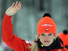 Gabriela Soukalová mává fanouškům během mistrovství republiky v Jablonci Gabriela Soukalová mává fanouškům během mistrovství republiky v Jablonci