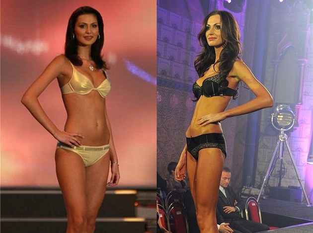 Eli�ka Bu�ková v roce 2008, kdy� vyhrála �eskou Miss a v roce 2012.