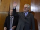 Prezident Milo� Zeman a ��f �MKOS Jaroslavem Zavadilem na sjezdu Rady senior�.