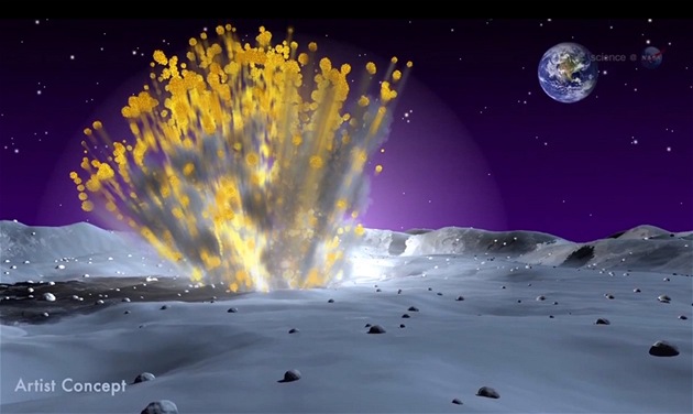 Takhle nějak to mohlo na Měsíci vypadat při dopadu meteoritu. Takhle nějak to mohlo na Měsíci vypadat při dopadu meteoritu.