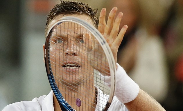 RADOST Z POSTUPU. �eský tenista Tomá� Berdych zvládl na turnaji v Madridu duel