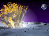 Takhle nějak to mohlo na Měsíci vypadat při dopadu meteoritu. Takhle nějak to mohlo na Měsíci vypadat při dopadu meteoritu.