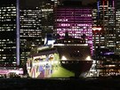 Barvami ozá�ené centrum Sydney. Um�leckým efekt�m se v dolní �ásti snímku...
