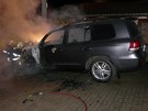 Požár dvou automobilů v Těšeticích na Znojemsku. Požár dvou automobilů v Těšeticích na Znojemsku.