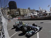 Nico Rosberg z týmu Mercedes při prvním tréninku na Velkou cenu Monaka. Nico Rosberg z týmu Mercedes při prvním tréninku na Velkou cenu Monaka.
