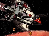 Ústřední motiv komiksu Vzpoura mozků, loď Prométheus Ústřední motiv komiksu Vzpoura mozků, loď Prométheus