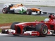 PO STARTU. Fernando Alonso si dojel v Kanad� pro druh� m�sto. Za n�m jede Adrian Sutil, kter� ho pr�v� pustil vp�ed.