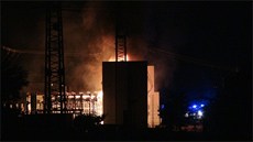 Po�ár pra�ské rozvodny Chodov.