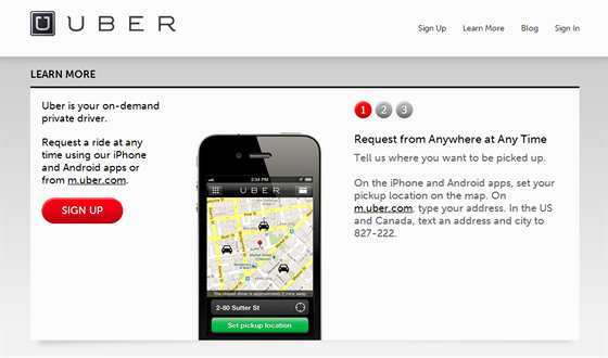 Taxi si uživatel objedná skrze aplikaci Uber a na mapě okamžitě vidí, které...