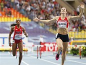 OBROVSKÝ NÁSKOK. Zuzana Hejnová triumfuje na MS v Moskvě v závodě na 400 metrů překážek.