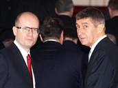 Bohuslav Sobotka a Andrej Babiš při jmenování nového kabinetu na Pražském... Bohuslav Sobotka a Andrej Babiš při jmenování nového kabinetu na Pražském...