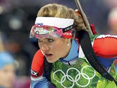 Česká biatlonistka Gabriela Soukalová v závodu štafet na 4x6 kilometrů. (21.... Česká biatlonistka Gabriela Soukalová v závodu štafet na 4x6 kilometrů. (21....
