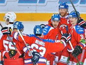Hráči Lva (zprava) Niko Kapanen, Jiří Novotný, Justin Azevedo, Ondřej Němec a Hráči Lva (zprava) Niko Kapanen, Jiří Novotný, Justin Azevedo, Ondřej Němec a