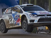 Sébastien Ogier na trati Mexické rallye. Sébastien Ogier na trati Mexické rallye.