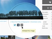 Tlačítko, které na serveru Getty Images vygeneruje kód pro zobrazení snímku,... Tlačítko, které na serveru Getty Images vygeneruje kód pro zobrazení snímku,...