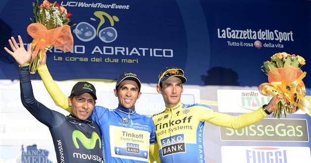 TŘI NEJLEPŠÍ. Stupně vítězů na Tirreno-Adriatico opanovali 1. Alberto Contador... TŘI NEJLEPŠÍ. Stupně vítězů na Tirreno-Adriatico opanovali 1. Alberto Contador...