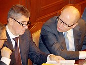 Ministr financí Andrej Babiš (ANO) a premiér Bohuslav Sobotka (ČSSD) Ministr financí Andrej Babiš (ANO) a premiér Bohuslav Sobotka (ČSSD)