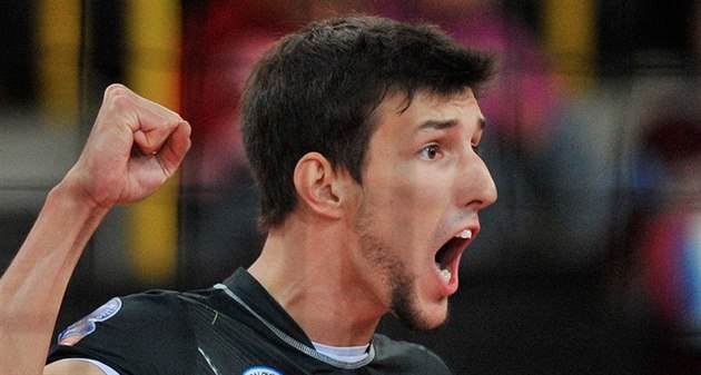 Českobudějovický nahrávač Filip Habr se raduje z spěšné akce svého týmu. Českobudějovický nahrávač Filip Habr se raduje z spěšné akce svého týmu.