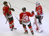 VÝBORNĚ. Brankář Corey Crawford z Chicaga vychytal nulu a sklízí chválu VÝBORNĚ. Brankář Corey Crawford z Chicaga vychytal nulu a sklízí chválu