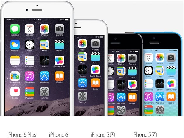 Poslední dvě generace iPhonů. Na displeji opět čas 9:41. Poslední dvě generace iPhonů. Na displeji opět čas 9:41.